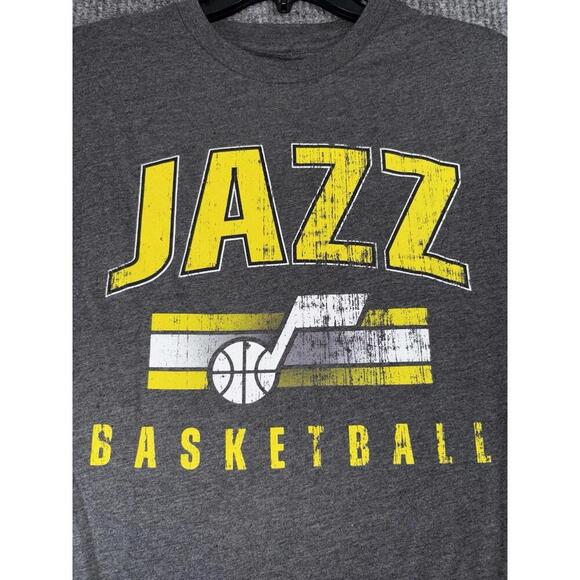 NBA Other - Utah Jazz NBA Team Apparel SS Medium T Shirt Gray with Distressed Yellow Logo